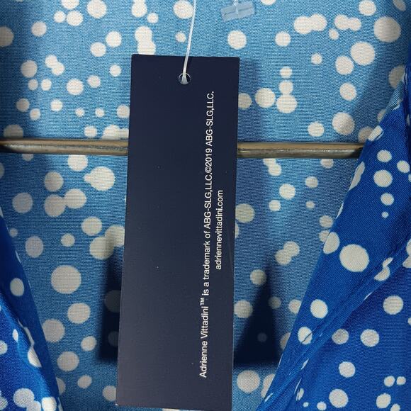 Adrienne Vittadini Blouse Size Large Blue & White Specks Button Down 3/4 Sleeve - Picture 7 of 10